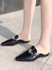 Mules noires pour femmes à bout pointu Slip-On Flat Slide Chaussures