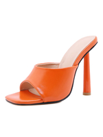 Mules Pantoufles à Talons Hautes Femme à Cuir Synthétique avec Bout Ouvert Unicolore