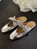 Mules plates à nœuds chaussures femmes ballerines à bout carré