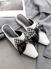 Mules plates blanches en cuir Synthétique à bout carré et à lacets
