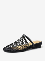 Mules plates en filet pour femmes tongs à bout rond