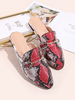 Mules Plates Imprimés avec Bout Rond à Cuir Synthétique Femmes avec Boucles Multicolores Pantoufles Plates