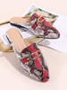 Mules Plates Imprimés avec Bout Rond à Cuir Synthétique Femmes avec Boucles Multicolores Pantoufles Plates
