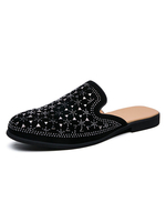 Mules pour hommes en cuir noir Slip-On Chic Chaussures