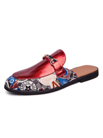 Mules pour hommes Slip-On Artwork Cuir Semelle en caoutchouc Pantoufle