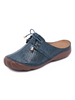 Mules Sabots Synthétique Cuir Bleu Bout Rond Oeuvre Artistique Slip On Chaussures