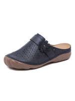 Mules Sabots Synthétique Cuir Bleu Bout Rond Slip On Chaussures