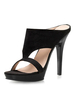 Mules talons bout ouvert talon aiguille découpé en cuir PU talon sexy mules