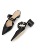 Mules Talons Hautes Femmes à Cuir Synthétique avec Bout Pointu avec Boucles Métals Pantoufles Unicolore