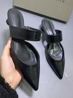 Mules Talons Hautes Petites avec Bout Pointu Femmes à Cuir Synthétique Unicolore Pantoufles Mules