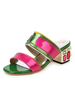 Mules vernies pour femmes; talon bloc de cristal; chaussures grande taille
