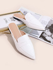 MULS FEMMENS Cuir PU blanc Pu-à-Toe pointu des chaussures décontractées