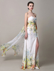 Multicolor Split bustier soie comme la robe de bal Satin