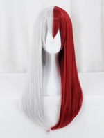 My Hero Academia BNHA 2021 Todoroki Shouto Version Perruque Synthétique Longue Femme Invisible Prothèse Capillaire Rouge Déguisements Halloween BNHA Cosplay Perruque