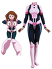 My Hero Academia Cosplay Ochako Uraraka Costume combinaison lycra spandex noir et rose Déguisements Halloween