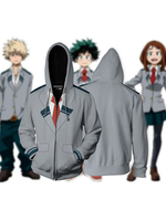 My Hero Academia Cosplay Sweat à capuche gris clair My Hero Academia Cosplay Déguisements Halloween