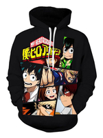 My Hero Academia Cosplay Sweat à capuche imprimé numérique 3D de My Hero Academia noir Déguisements Halloween