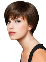 Naturelle perruque de cheveux humains marron foncée coupe boyish dégradé mode