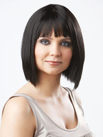 Naturelle perruque de cheveux humains noire coupe Bob dégradé mode