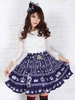 Nef bleu Polyester Lolita jupe couronne blanche imprimé Ruffles Déguisements Halloween