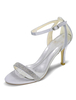 Noces d’argent sandales talon haut strass chaussures Satin de mariée