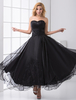 Noir bretelles dos nu perlée Organza robe de bal a-line