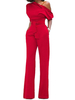 Noir Femmes 2021 Combinaison Une Épaule Manche Courte Asymmetrical Tout Droit Jambes Long Combinaisons