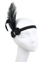 Noir Flapper Bandeau Années 1920 Great Gatsby Headpieces Strass Femmes Accessoires De Cheveux Vintage Déguisements Halloween