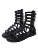 Noir Gladiator Sandales en cuir Synthétique Zipper plat Gladiator Sandales