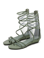 Noir Gladiator sandales plates Strappy Sandal bottes pour femmes