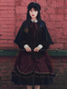 Noir Lolita Poncho Polyester Brodé Color Block Hiver Lolita Outwears