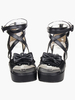 Noir Lolita sandales poney talons plateforme cheville bretelles Bow Déguisements Halloween