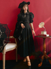 Noir Lolita tenues classique Audrey Gem Vintage haut bouffantes manches avec jupe Déguisements Halloween