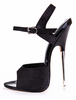 Noir paillettes sandales Sexy tissu boutons Peep Toe femmes