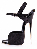 Noir paillettes sandales Sexy tissu boutons Peep Toe femmes