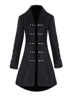 Noir rétro costumes femmes manteau manteau à double boutonnage jacquard Déguisements Halloween