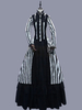 Noir rétro Costumes femmes rayures dentelle volants Polyester Marie Antoinette Costume tunique robe rétro Vintage vêtements
