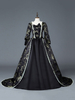 Noir Rétro Costumes Imprimé Fleur Robe Marie Antoinette Femmes époque Victorienne Style Set Costume 18ème Siècle Déguisements Halloween