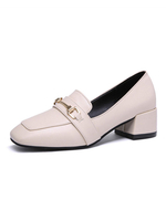 Noir Synthétique cuir Mocassins bout carré Artwork Détails Métal Casual Shoes