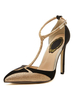 Noir Talons Hauts Femmes Bout Pointu T Type Strass Pompes À La Cheville Sangle