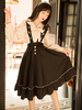 Noire Robe Lolita Mignonne Jupe Chemisier Blanche À Manches Longues Deux Pièces
