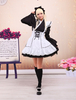 Noirs manches longues coton Lolita OP robe et tablier blanc avec lacets Déguisements Halloween
