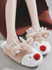 Noël Boa pantoufles élan blanc tricot laine supérieure bout fermé intérieur maison pantoufles chaussures