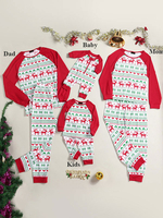 Noël Pyjama de Famille Assorti 2022 Enfants Rouge Renne Imprimé Top et Pantalons Ensemble 2 pièces Pour Enfants Déguisements Halloween