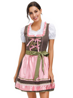 Octoberfest Femme de Chambre Cosplay Bonne Costume Tablier Robe Top Ensemble 3 Pièces Serviteur Halloween Déguisement Ensemble Complet Carnaval