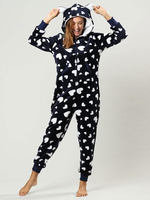Onesie Kigurumi Carnaval Pyjamas Sweetheart Bear Oreille Deep Blue Flannel Combinaison Kigurumi Carnaval Costumes Déguisements Halloween