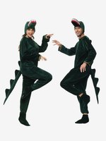 Onesie Kigurumi pyjama dessin animé adulte vert foncé Polyester combinaison chapeau Kigurumi Costumes