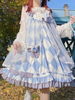OP Robe Mignonne Lolita Conte De Fée Carreau Bleu Clair Robe Sans Manches