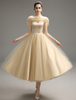 Or Champagne demoiselle d’honneur robe Satin bretelles Backless Lace Up robe Milanoo