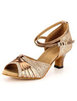 Or Open Toe paillettes Ballroom chaussures à semelle souple